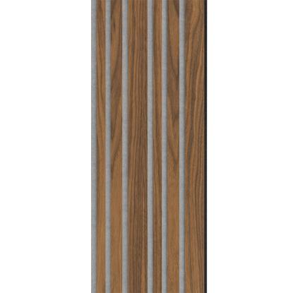 I-Wood Basic Mixed akustikpanel, klar olieret, grå filt og sort kerne, valnøddefiner, 17 x 300 mm 
