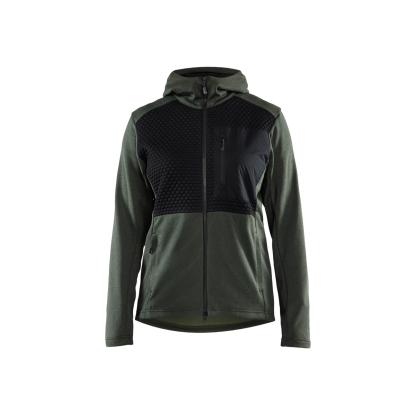 Blåkläder 3542 dame hættetrøje full zip, efterårsgrøn/sort