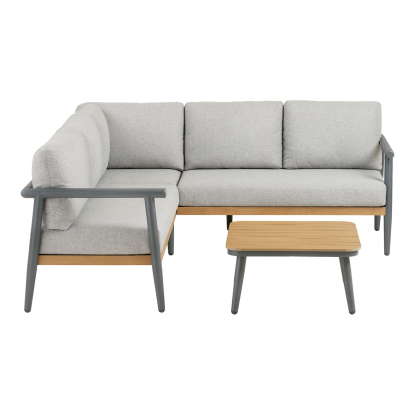 Comillas hjørneloungesæt med hynder, aluminium/nonwood, gråbeige