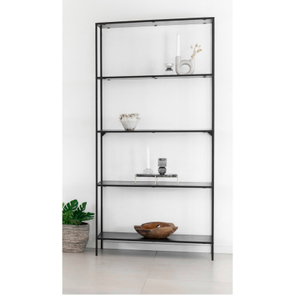 Vita reol med fem hylder, sort, 80 cm