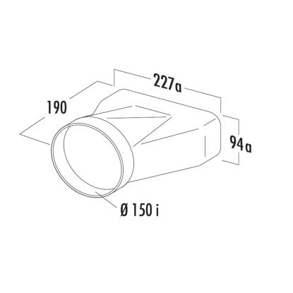JG Nordic adapter, rund til flad, Ø150/89 x 222 mm