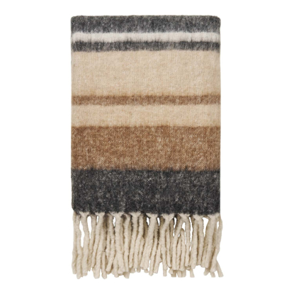 Carmel plaid, uldmix, sort/brun, 170 x 130 cm