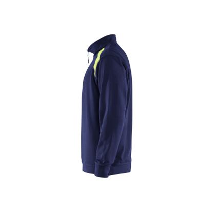 Blåkläder 3353 sweatshirt half zip, marineblå/hi-vis gul