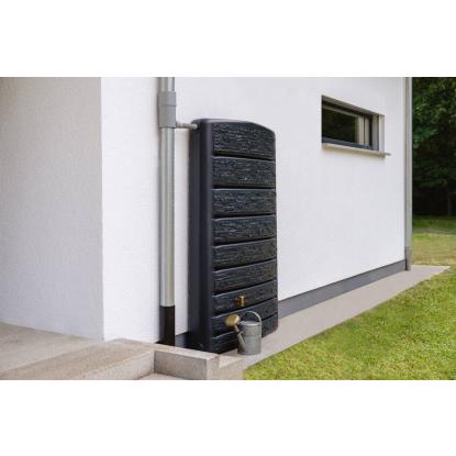 4Rain Extra Slim regnvandstønde med hane, vægmodel, graphite grey - 400 liter