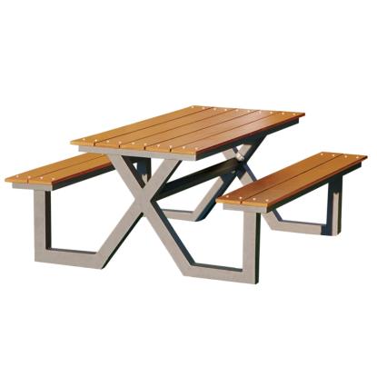 HORTUS bord-/bænkesæt, X-model, alu/nonwood, antracit/teak