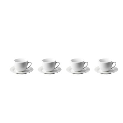aida Café kaffekop med underkop, 22 cl, porcelæn, hvid - 4 stk.