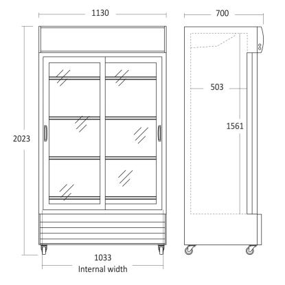 Scandomestic SD 1002 BSLE displaykøleskab, 670 liter