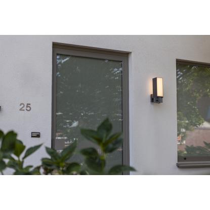 LUTEC connect CUBA udendørs LED væglampe med kamera og sensor, H32,5 cm, IP44, mørk grå