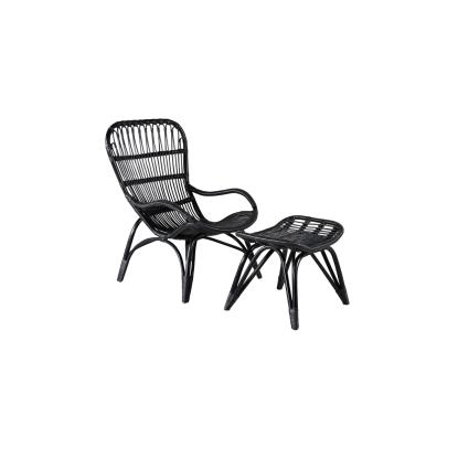 Venture Design Ella loungestol med fodskammel, sort/off-white