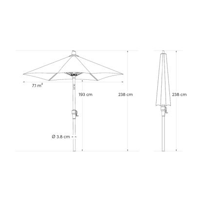 Platinum Sun & Shade Riva parasol, teak look/antracitgrå, Ø300 cm