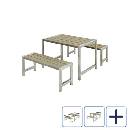 PLUS café plankesæt, gråbrun/nåletræ, 127 cm