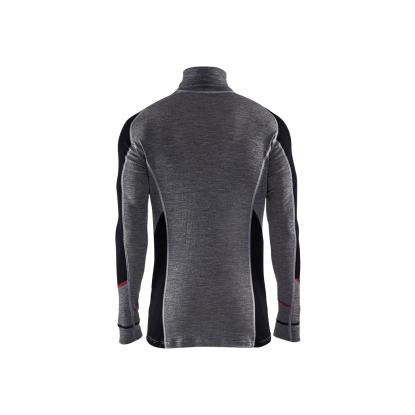 Blåkläder 4699 undertrøje merinould half zip xwarm, mellemgrå/sort