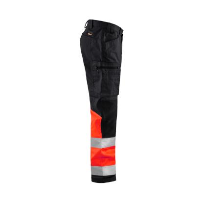 Blåkläder 1551 high vis buks med stretch, sort/hi-vis rød