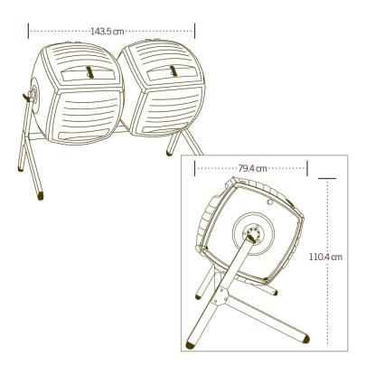 Lifetime dobbelt komposttromle, sort - 380 liter