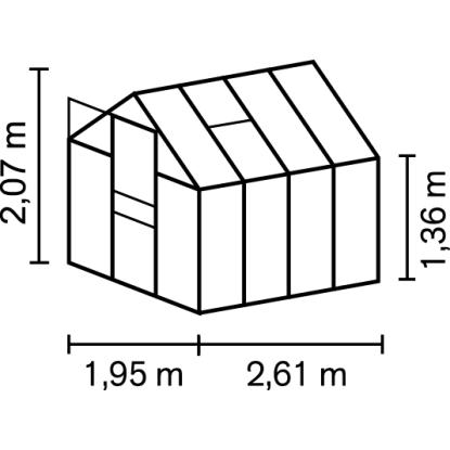Vitavia Apollo drivhus 5000, 5 m², sort, 3 mm glas, inkl. sokkel