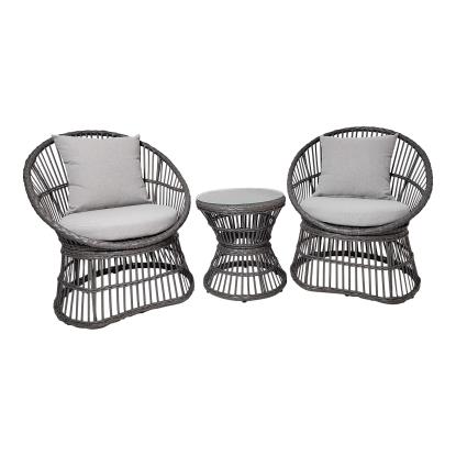 Loungesæt, rattan, grå, inkl. Hynder