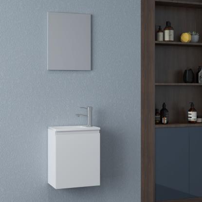 Nortiq Pisa One-Box badmøbel med vask og spejl, mat hvid, 40,2 cm