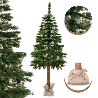 Kunstigt juletræ med træstamme og fyrrekogler, 180 cm