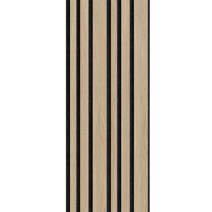 I-Wood Medio+ Mixed akustikpanel, hvid olieret, sort filt og sort kerne, egefiner, 17 x 300 mm