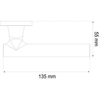 Habo Lyon dørgreb, indvendig, børstet aluminium, 55 x 135 mm