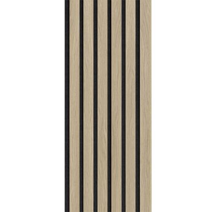 I-Wood Basic Original akustikpanel, ubehandlet natur, sort filt og lys kerne, egefiner, 16 x 300 mm 