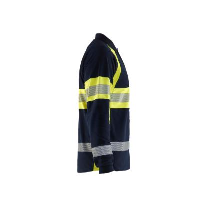 Blåkläder 3438 multinorm polo lang ærme inherent, marineblå/hi-vis gul