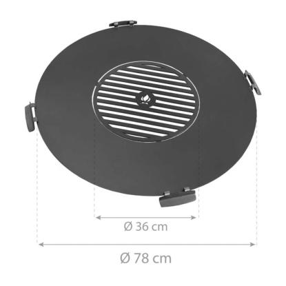 Cook King grillplade til bålsted med 36 cm grillrist, stål, sort, Ø80 cm