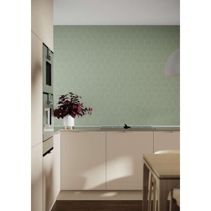 Fibo Colour vådrumspanel med hexagon fliselook, 10 x 600 x 2400 mm, olivegreen extra matt