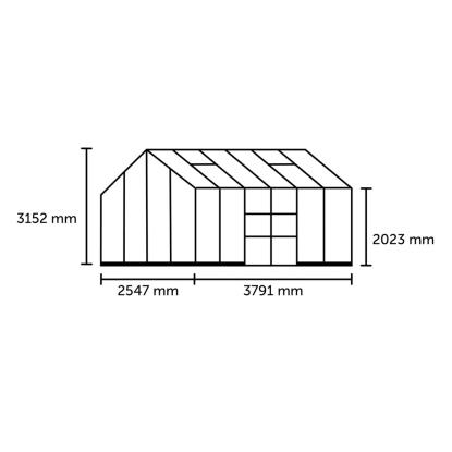 Halls Icon Planthouse 8 drivhus 9,7 m², grøn, 3 mm hærdet glas