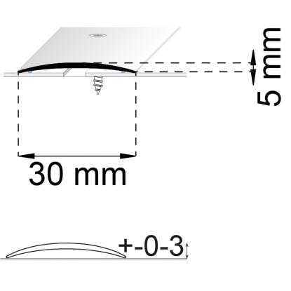 Habo A03 tæppeliste med skrue og plugs, aluminium - 1000 mm