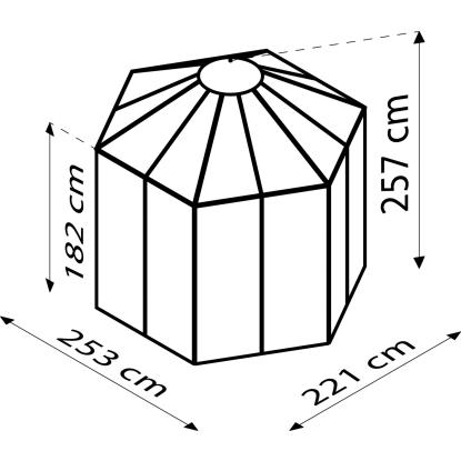 Vitavia Hera 4500 drivhus, sort, 4,5 m², 3 mm hærdet glas, inkl. sokkel