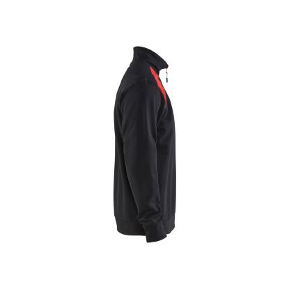 Blåkläder 3353 sweatshirt half zip, sort/rød