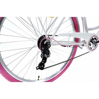 Børnecykel med 6 gear, 24", lyserød/hvid