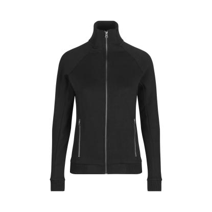 ID 0629 sweat cardigan med lynlås, dame, sort