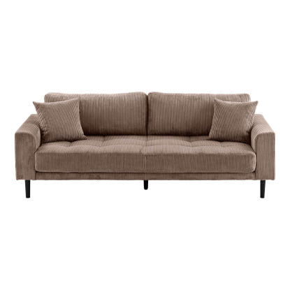 Lido 3 personers sofa med to puder, fløjl, brun