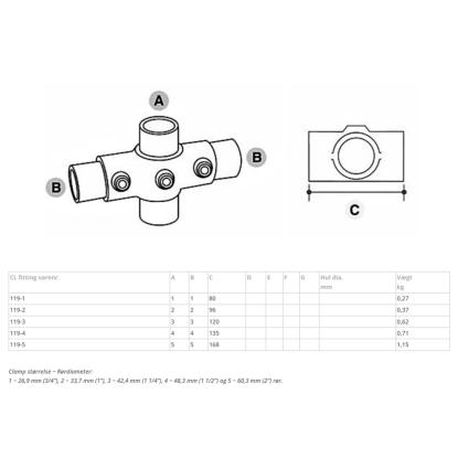 Clarrods Clamps CL119 2-vejs kryds