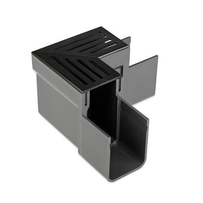 Plastmo SlimLine hjørne med rist, sort aluminium
