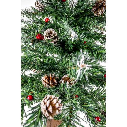 Kunstigt juletræ med træstamme og sne, 220 cm