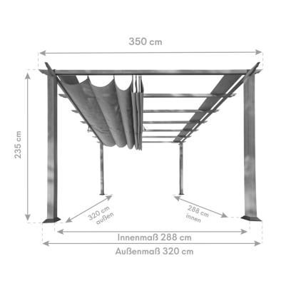 Paragon Outdoor Florida 1111 pergola, aluminium, lyst trælook, brunt tekstil, 235 x 350 x 350 cm