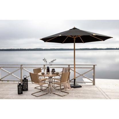 Venture Design Nypo parasol med tilt, sort/natur, Ø330 cm