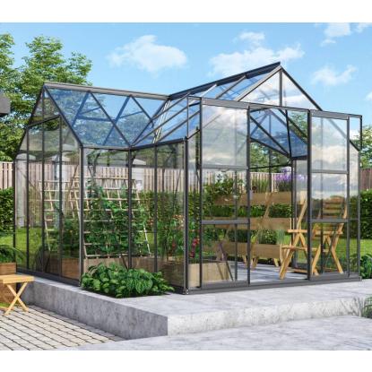 Vitavia Sirius 13000 drivhus, sort, 13 m², 3 mm hærdet glas, inkl. sokkel