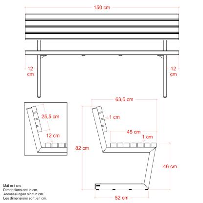 PLUS Relax bænk, ThermoWood®, gyldenbrun/fyr, 150 cm