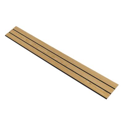 I-Wood Medio+ 3-lamel akustikpanel, klar olieret, sort filt og lys kerne, egefiner, 16 x 300 mm