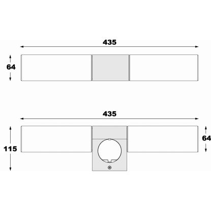 Aneta Cosenza dobbelt væglampe, IP44, B43,5 cm, krom