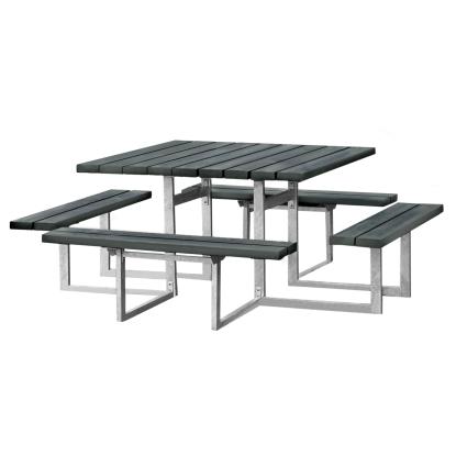 HORTUS bord/bænkesæt, nonwood/galvaniseret stål, antracitgrå, 72 x 191 cm