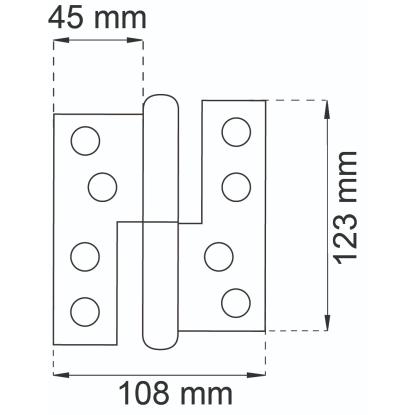 Habo hamborghængsel, venstre, varmgalvaniseret, 123 mm