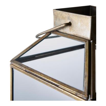 Mysore lanterne, metal/glas, antik messing look, 13,5 x 13,5 x 35 cm