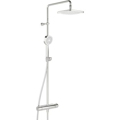 Oras Nova Style Rain brusesystem med termostat, håndbruser og 200 x 200 mm hovedbruser, krom