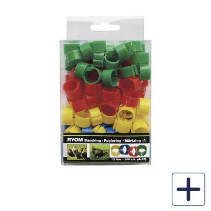 RYOM båndringe, assorterede farver/plast - 100 stk.