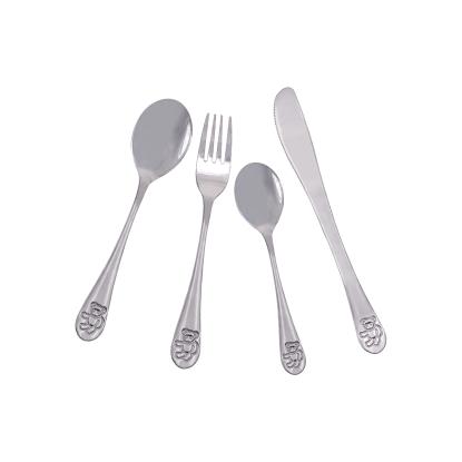 Steel-Function børnebestik, gaffel, kniv, ske og teske, rustfrit stål, bamse